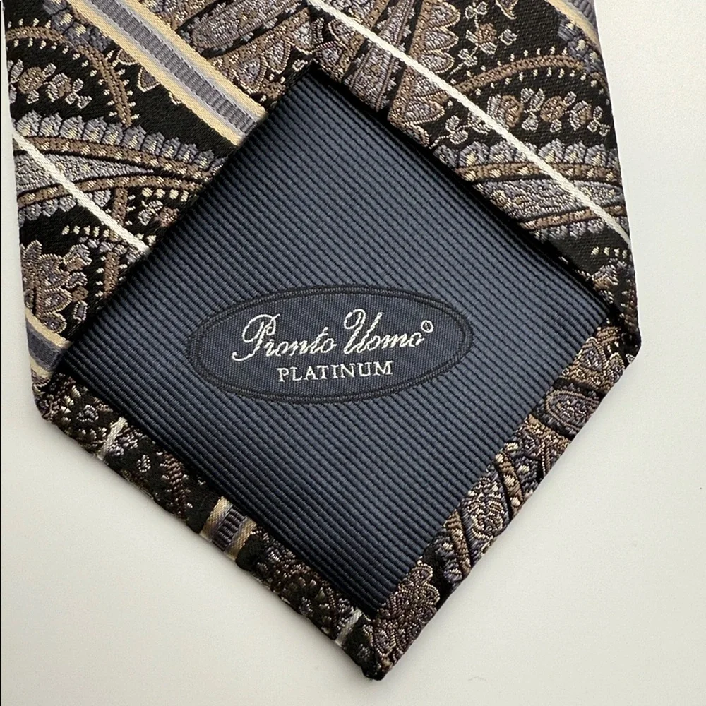 Men’s vintage Pronto Uomo Platinum Tie 100% silk Business,Formal, Office